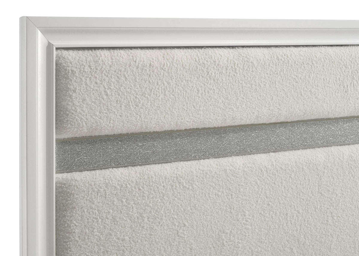 Cama Queen tapizada Miranda de 54 pulgadas, color blanco