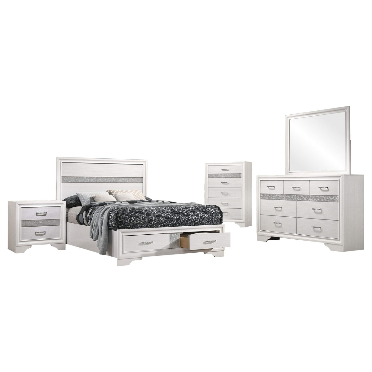 Juego de dormitorio completo Miranda de 5 piezas blanco