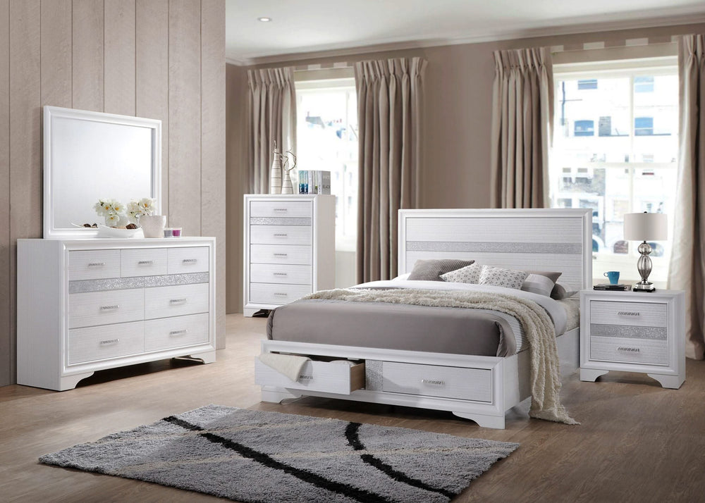 Juego de dormitorio Miranda California King de 5 piezas, blanco
