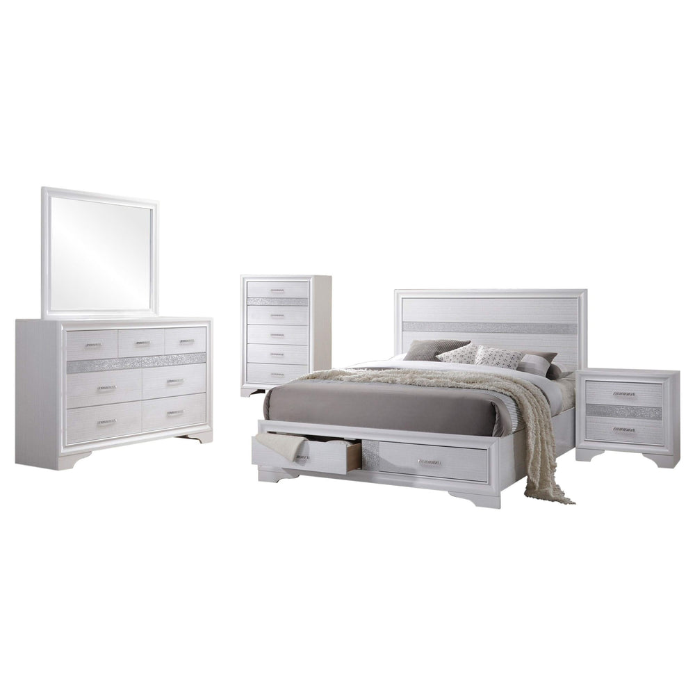 Juego de dormitorio Miranda California King de 5 piezas, blanco