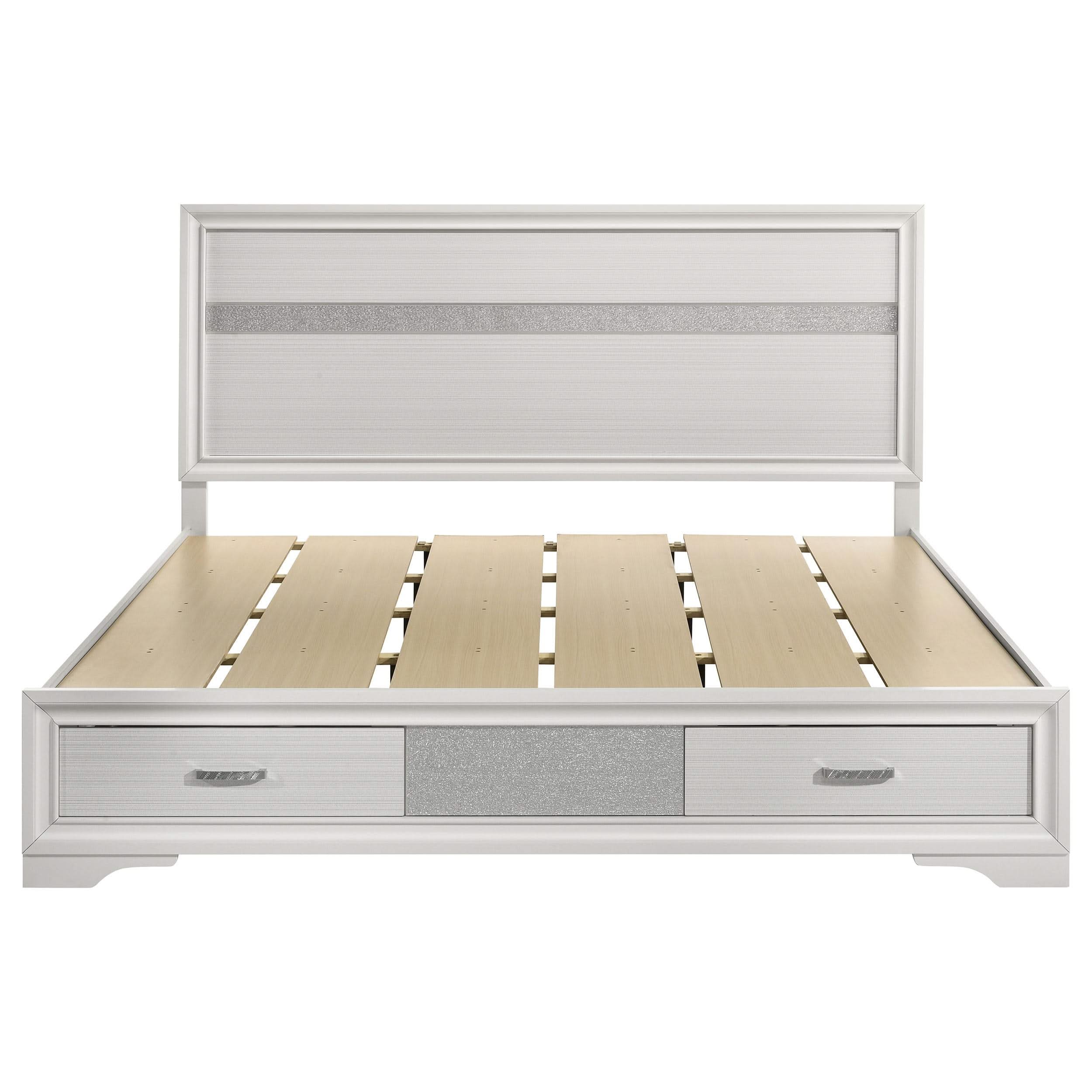 Miranda 51-inch Wood California King Storage Panel Bed White