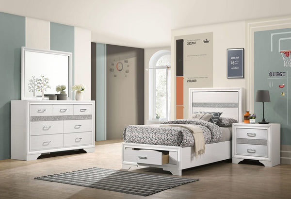 Juego de dormitorio doble Miranda de 4 piezas en blanco