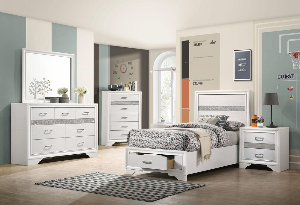 Juego de dormitorio doble Miranda de 5 piezas en blanco