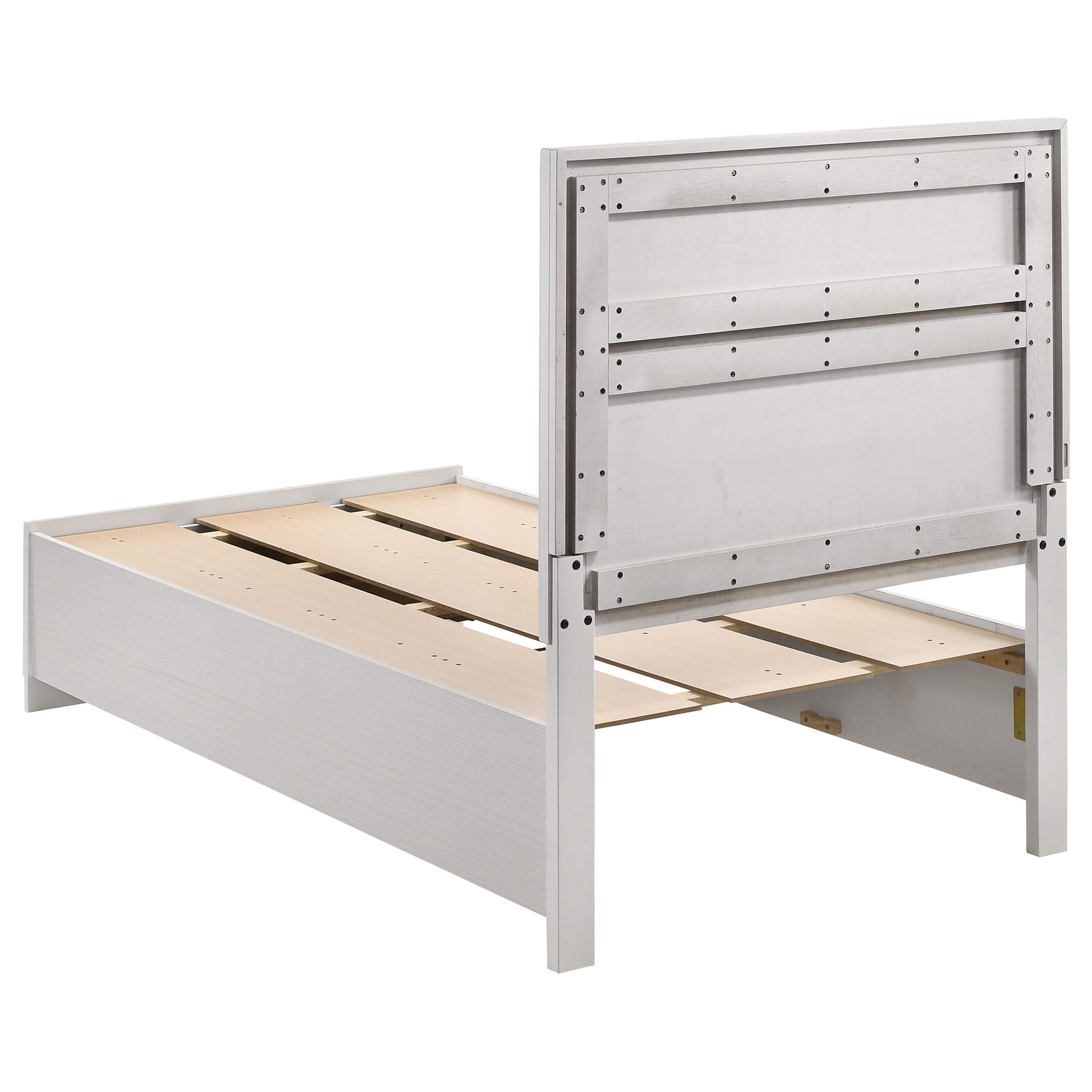 Cama doble Miranda de 51 pulgadas con paneles de almacenamiento de madera, color blanco