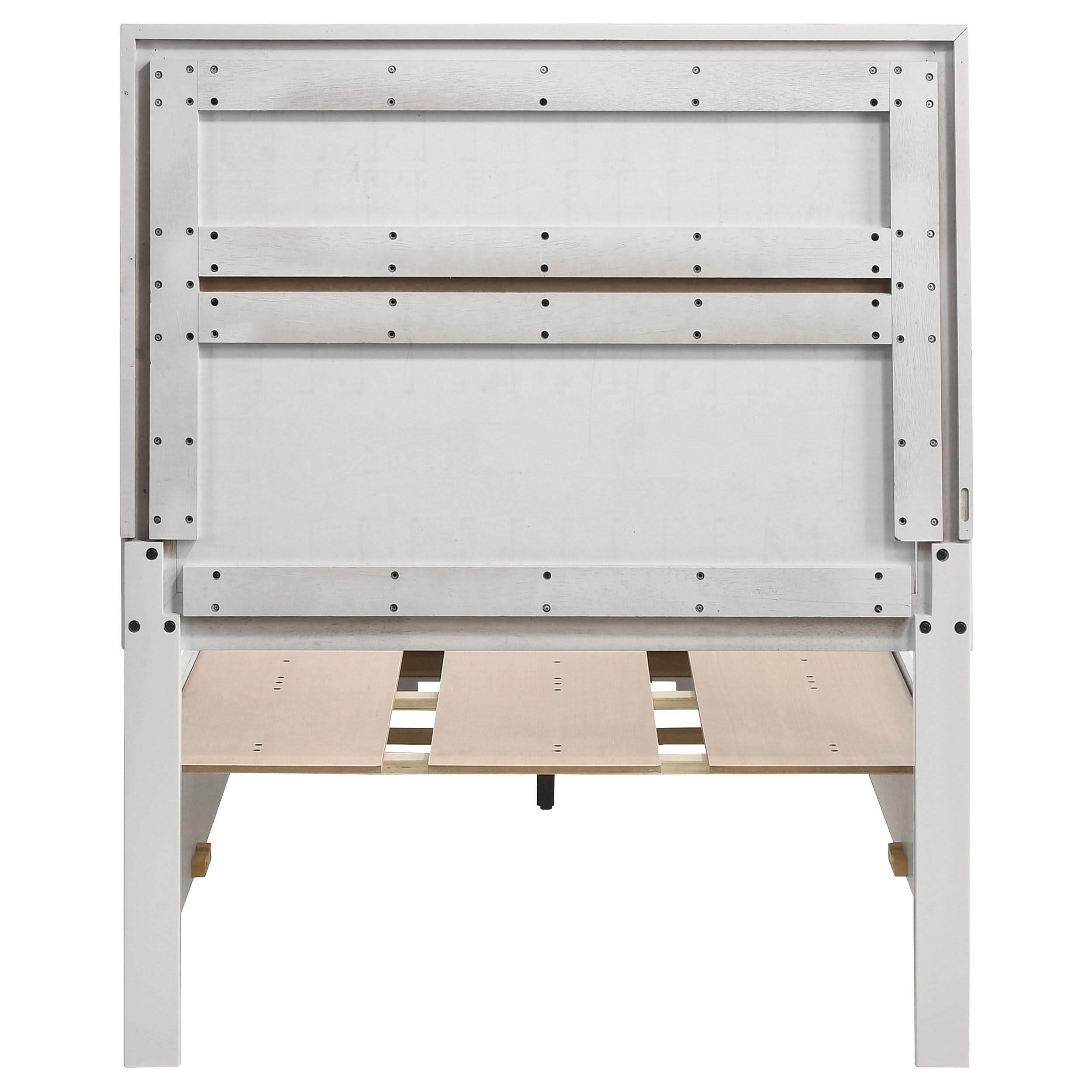 Cama doble Miranda de 51 pulgadas con paneles de almacenamiento de madera, color blanco