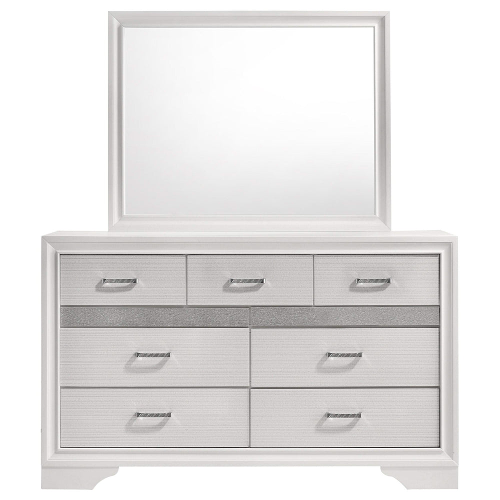 Cómoda Miranda de 7 cajones con espejo blanca