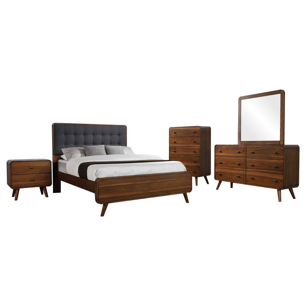 Juego de dormitorio completo de 5 piezas Robyn en nogal oscuro