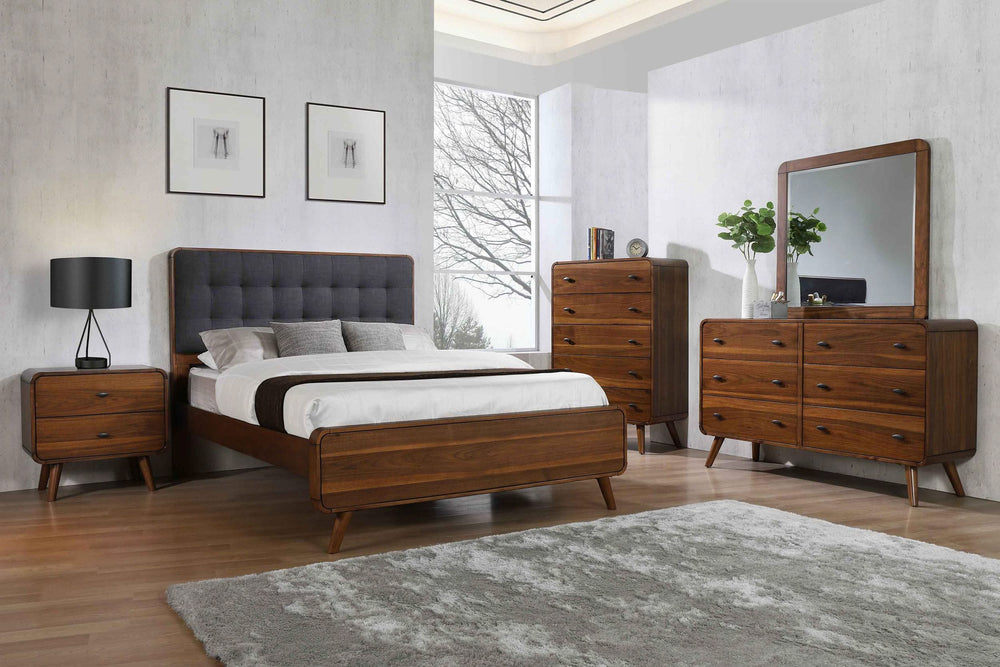 Cama de plataforma completa Robyn Wood en nogal oscuro