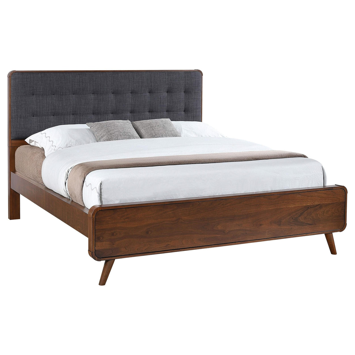 Cama de plataforma California King de Robyn Wood en nogal oscuro