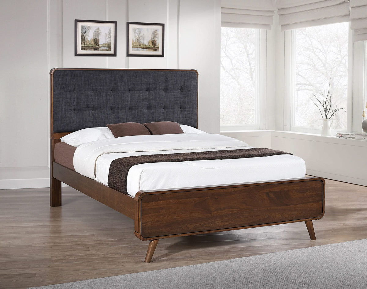 Cama Queen con plataforma Robyn Wood en nogal oscuro