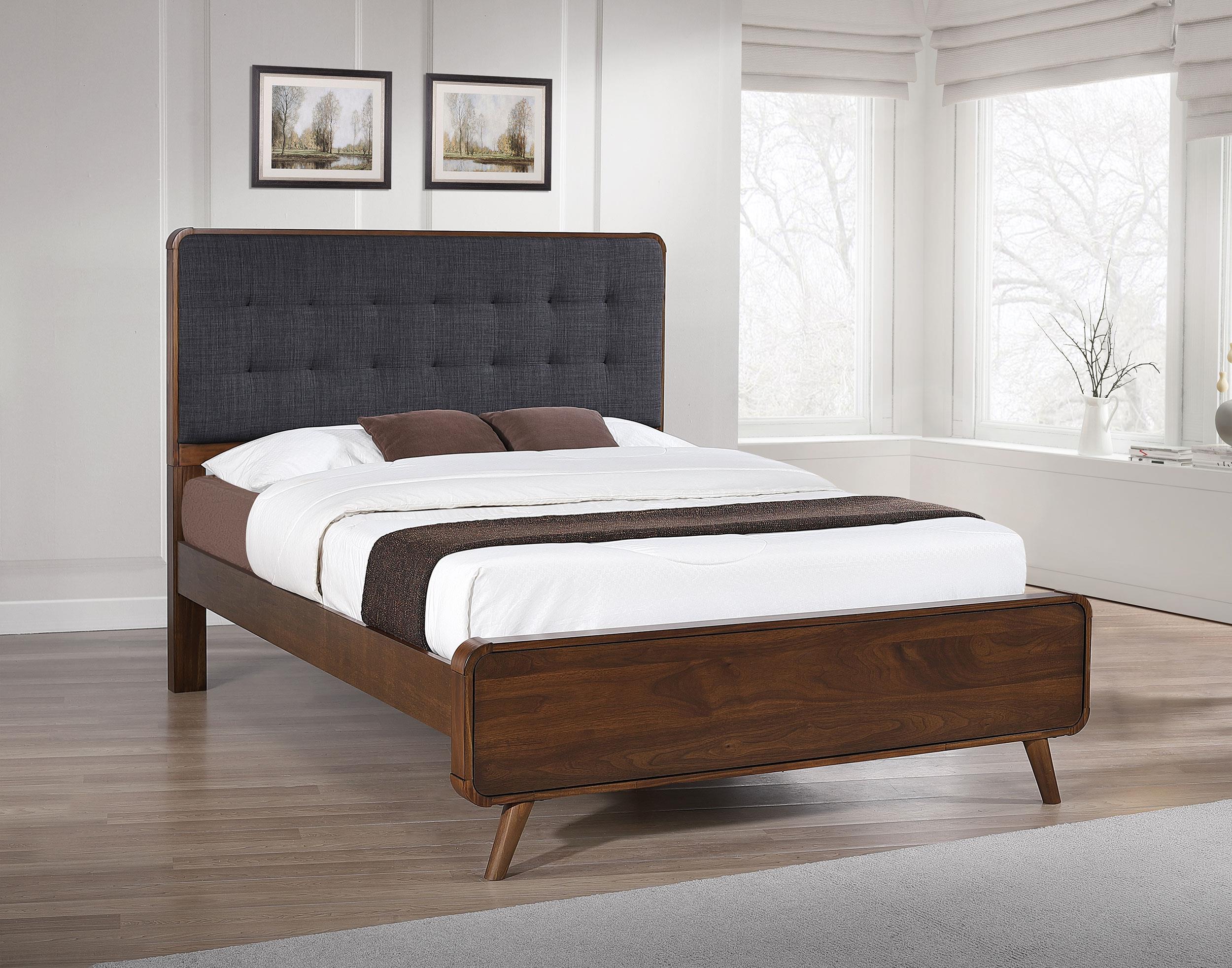 Robyn Wood Queen Platform Bed Dark Walnut