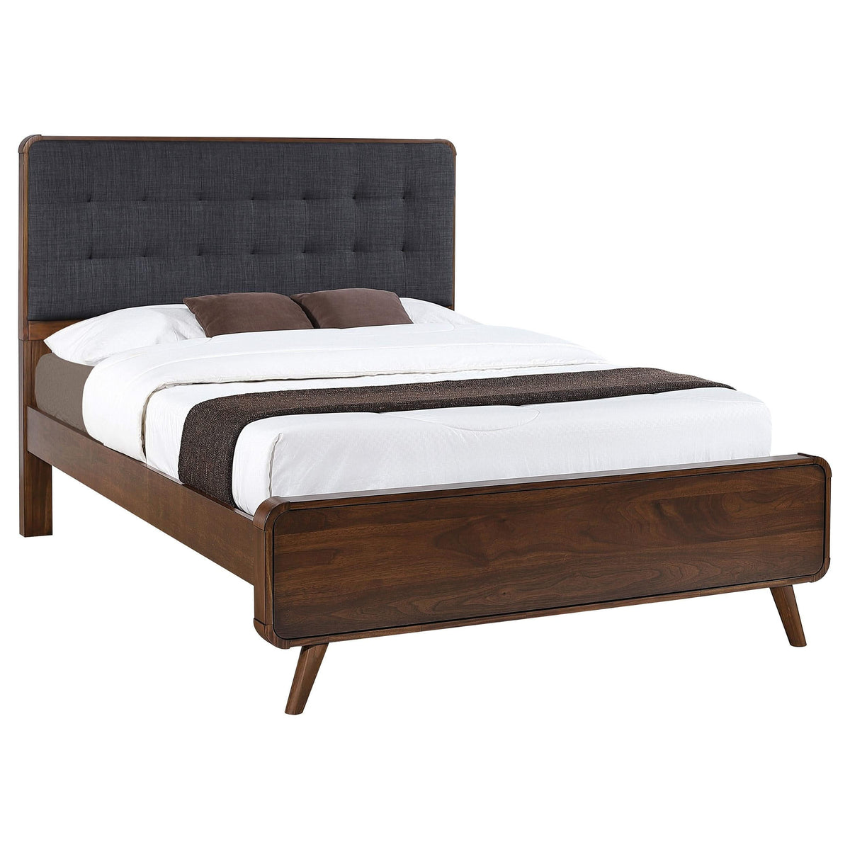 Cama Queen con plataforma Robyn Wood en nogal oscuro