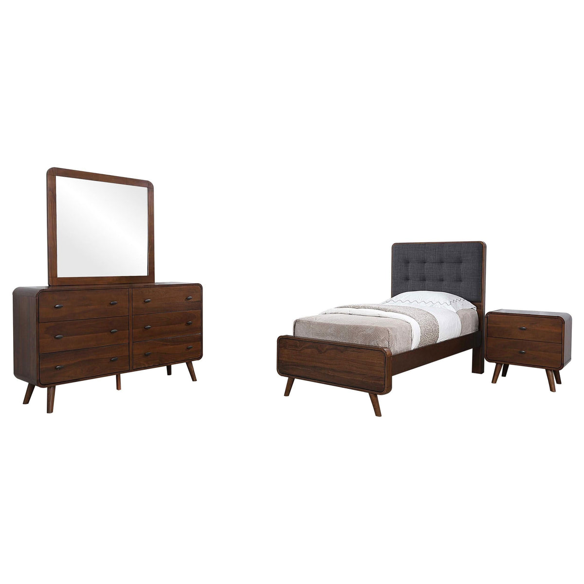 Juego de dormitorio doble de 4 piezas Robyn en nogal oscuro