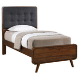 Cama doble con plataforma Robyn Wood en nogal oscuro