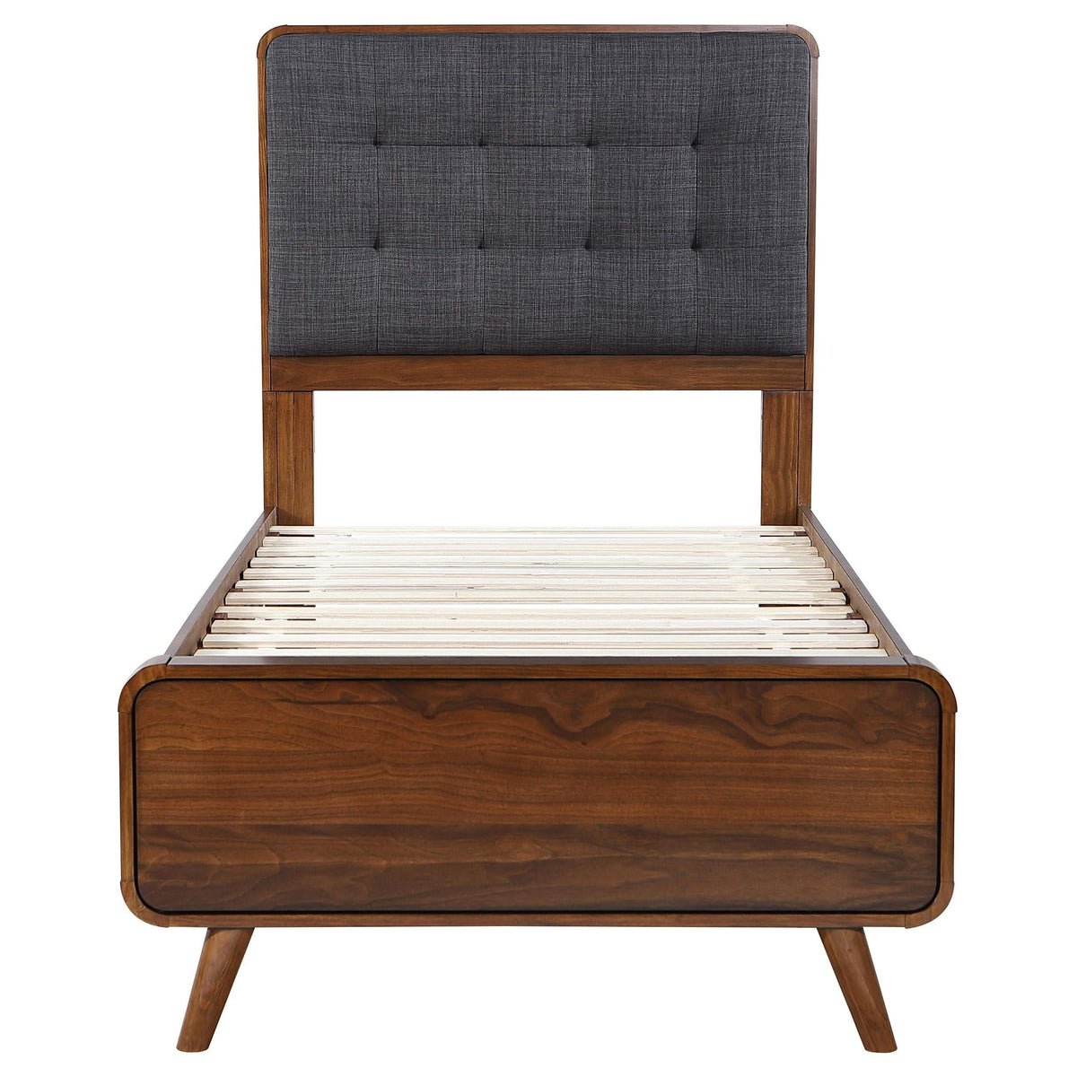 Cama doble con plataforma Robyn Wood en nogal oscuro