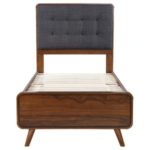 Cama doble con plataforma Robyn Wood en nogal oscuro
