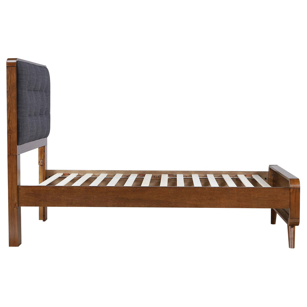 Cama doble con plataforma Robyn Wood en nogal oscuro