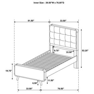 Cama doble con plataforma Robyn Wood en nogal oscuro