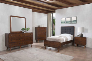 Cama doble con plataforma Robyn Wood en nogal oscuro