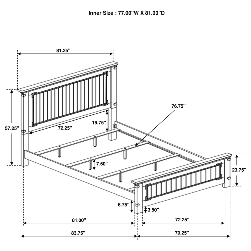 Cama con paneles Brenner Wood Eastern King, color miel rústico