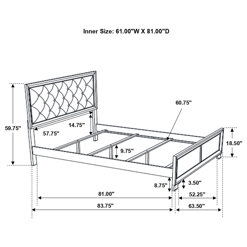 Cama Queen con paneles de madera Beaumont color champán