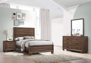 Juego de dormitorio completo Brandon de 4 piezas en marrón cálido