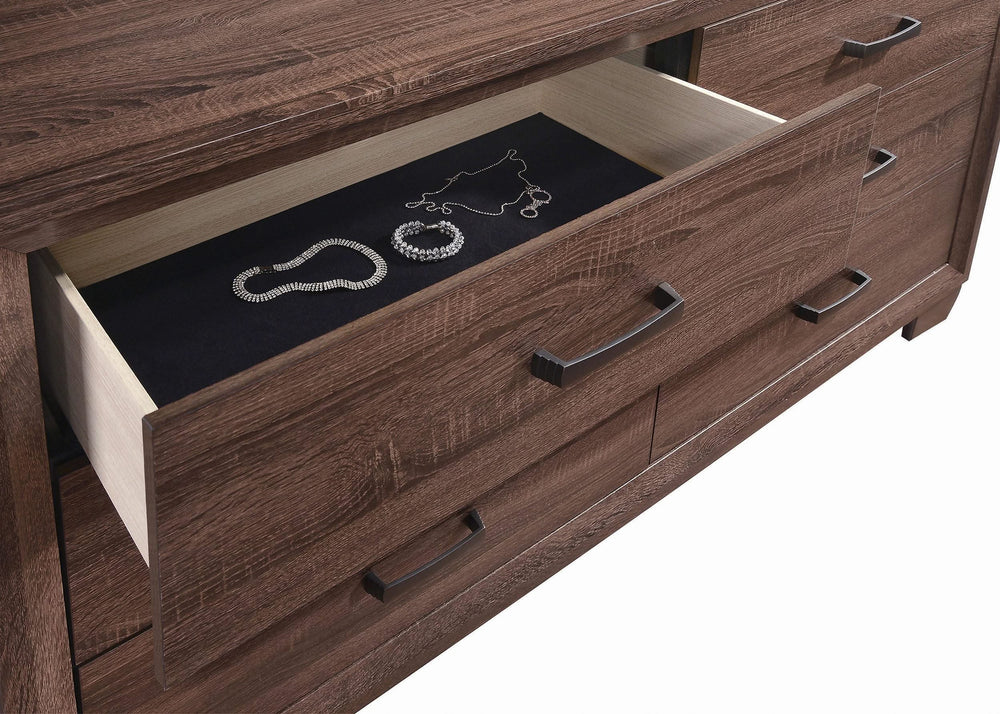 Juego de dormitorio completo Brandon de 5 piezas en marrón cálido