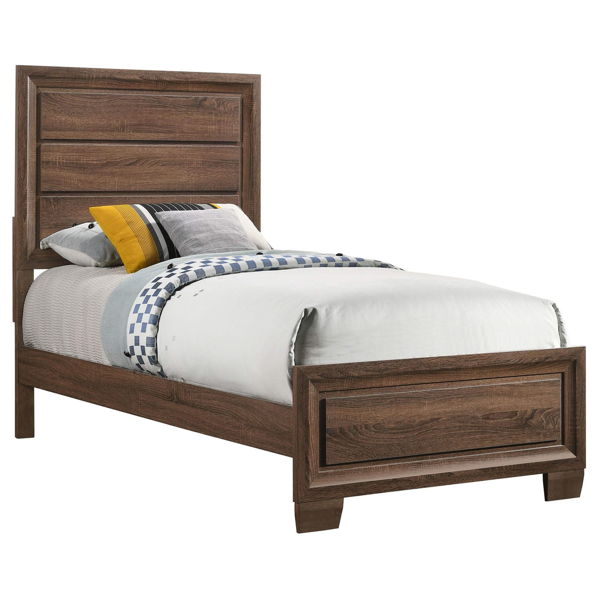 Cama individual Brandon Wood con paneles en marrón cálido