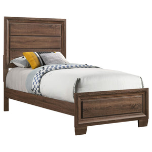 Cama individual Brandon Wood con paneles en marrón cálido