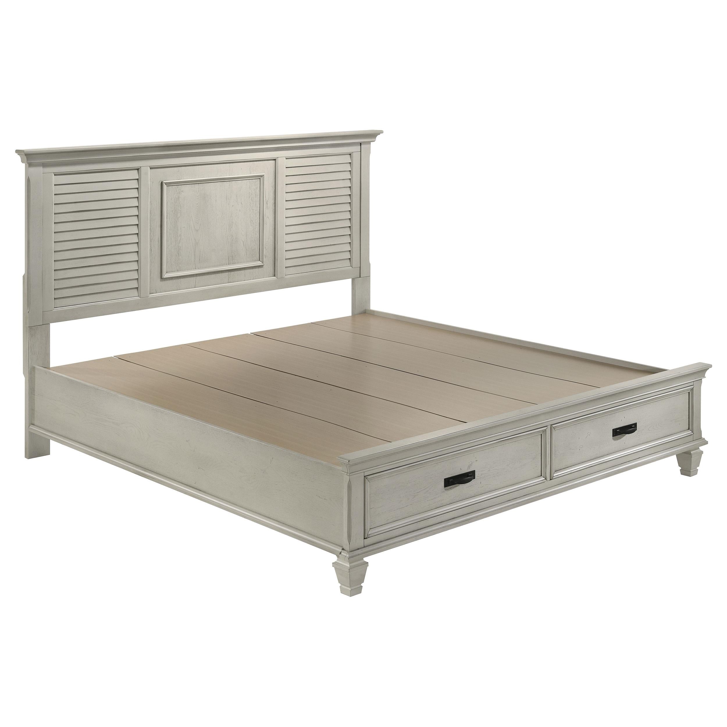Franco Wood Eastern King Storage Panel Bed Distressed White