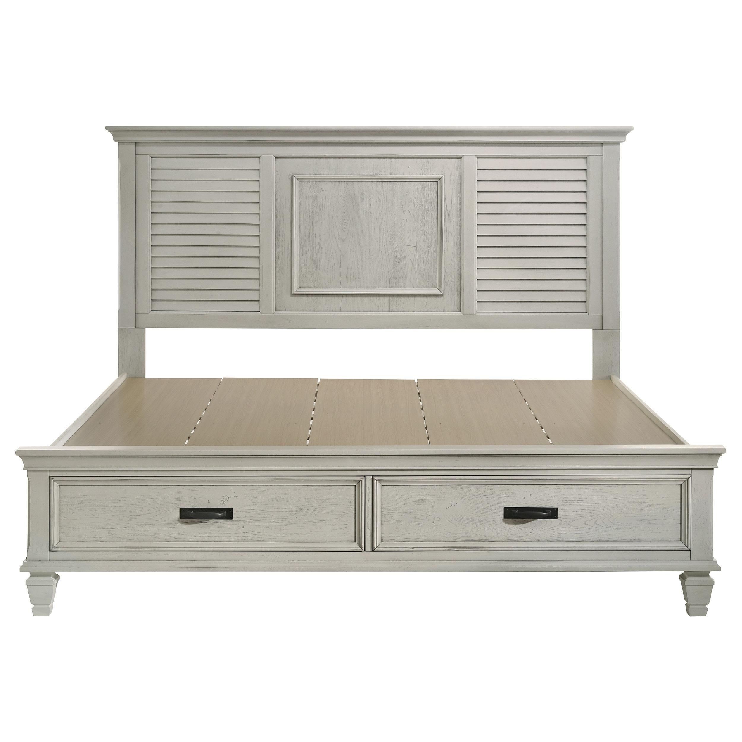 Franco Wood Eastern King Storage Panel Bed Distressed White