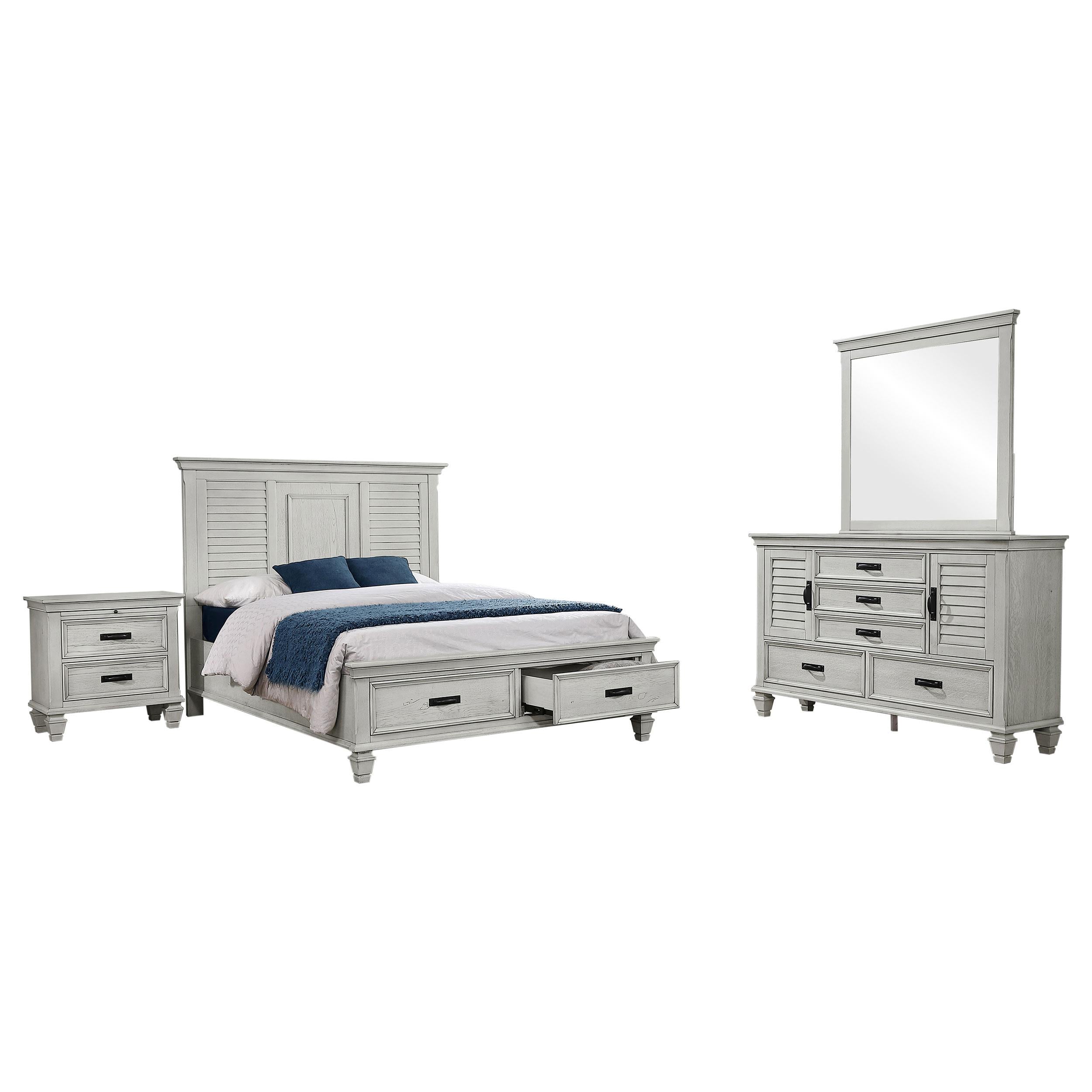 Franco 4-piece California King Bedroom Set Distressed White