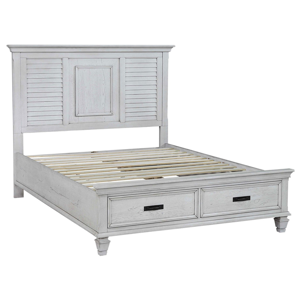 Juego de dormitorio Franco California King de 4 piezas en blanco desgastado