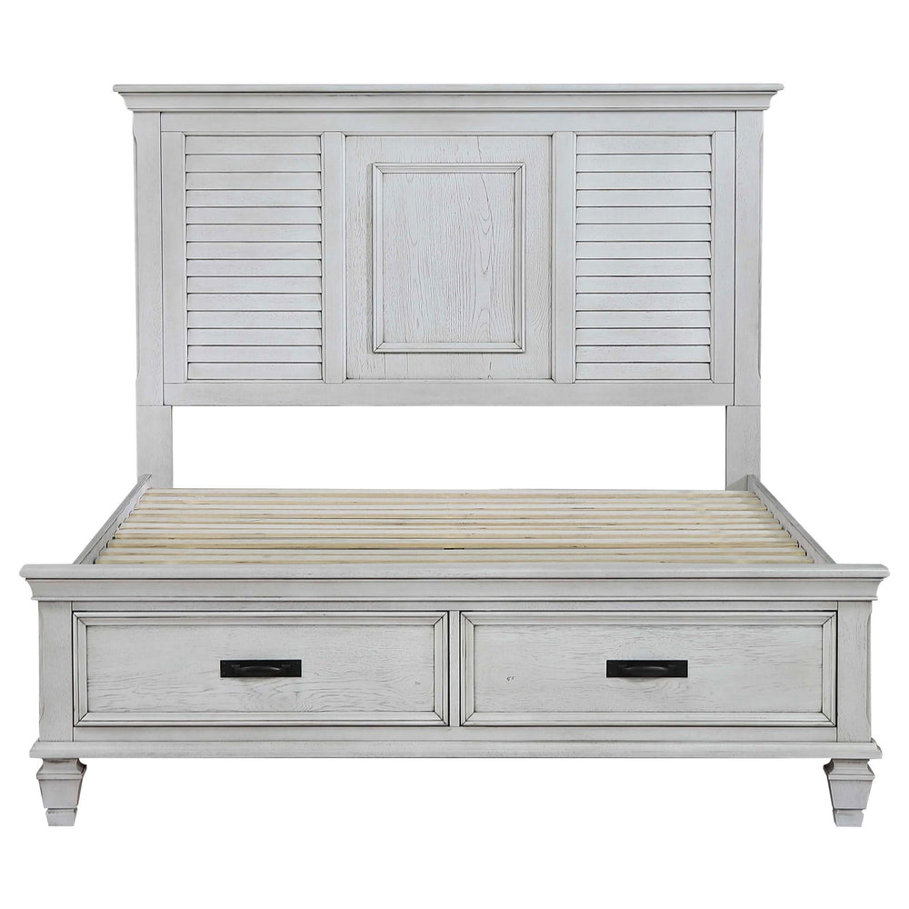 Juego de dormitorio Franco California King de 5 piezas en blanco desgastado
