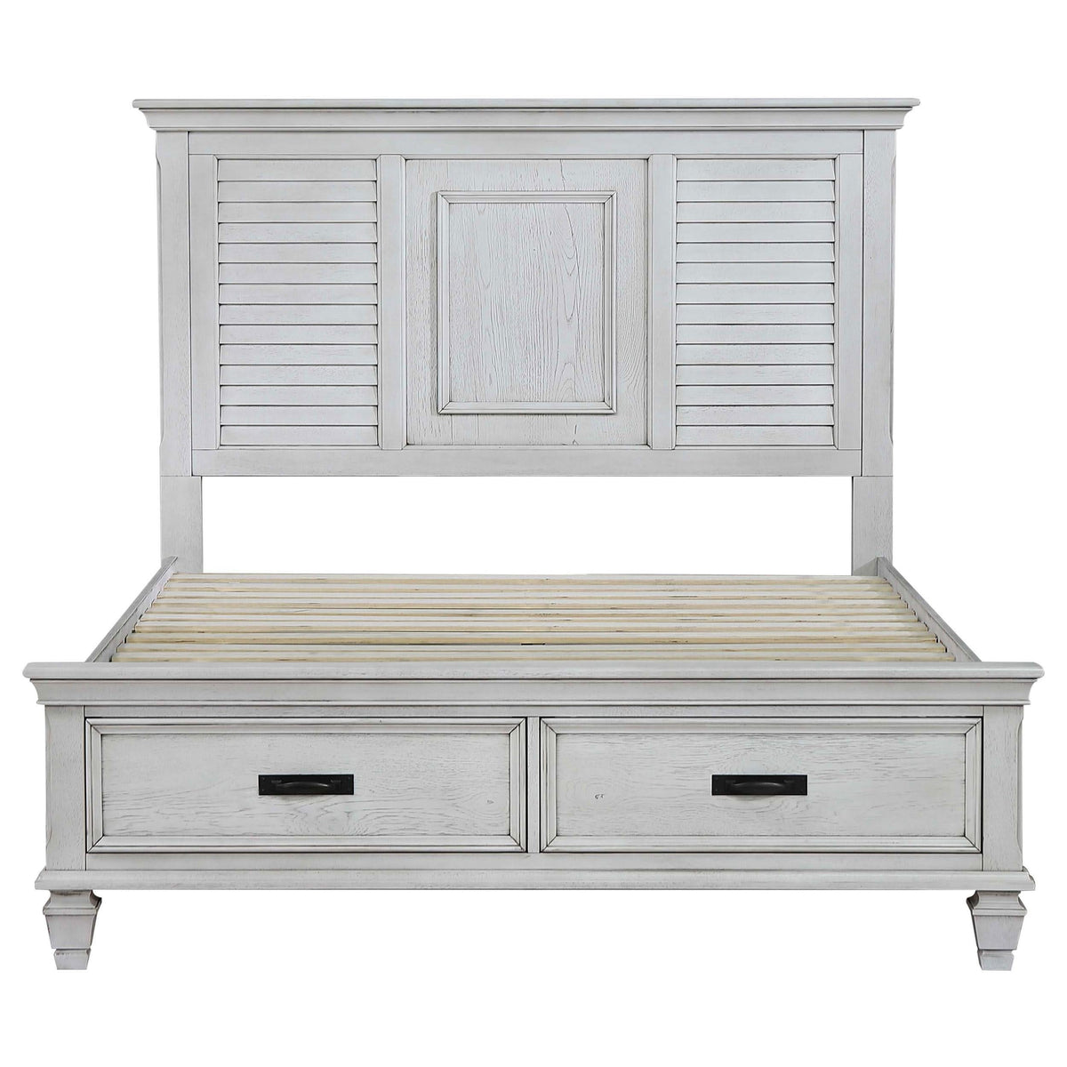 Juego de dormitorio Franco California King de 5 piezas en blanco desgastado