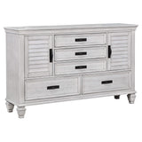 Juego de dormitorio Franco California King de 5 piezas en blanco desgastado