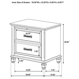 Juego de dormitorio Franco California King de 5 piezas en blanco desgastado