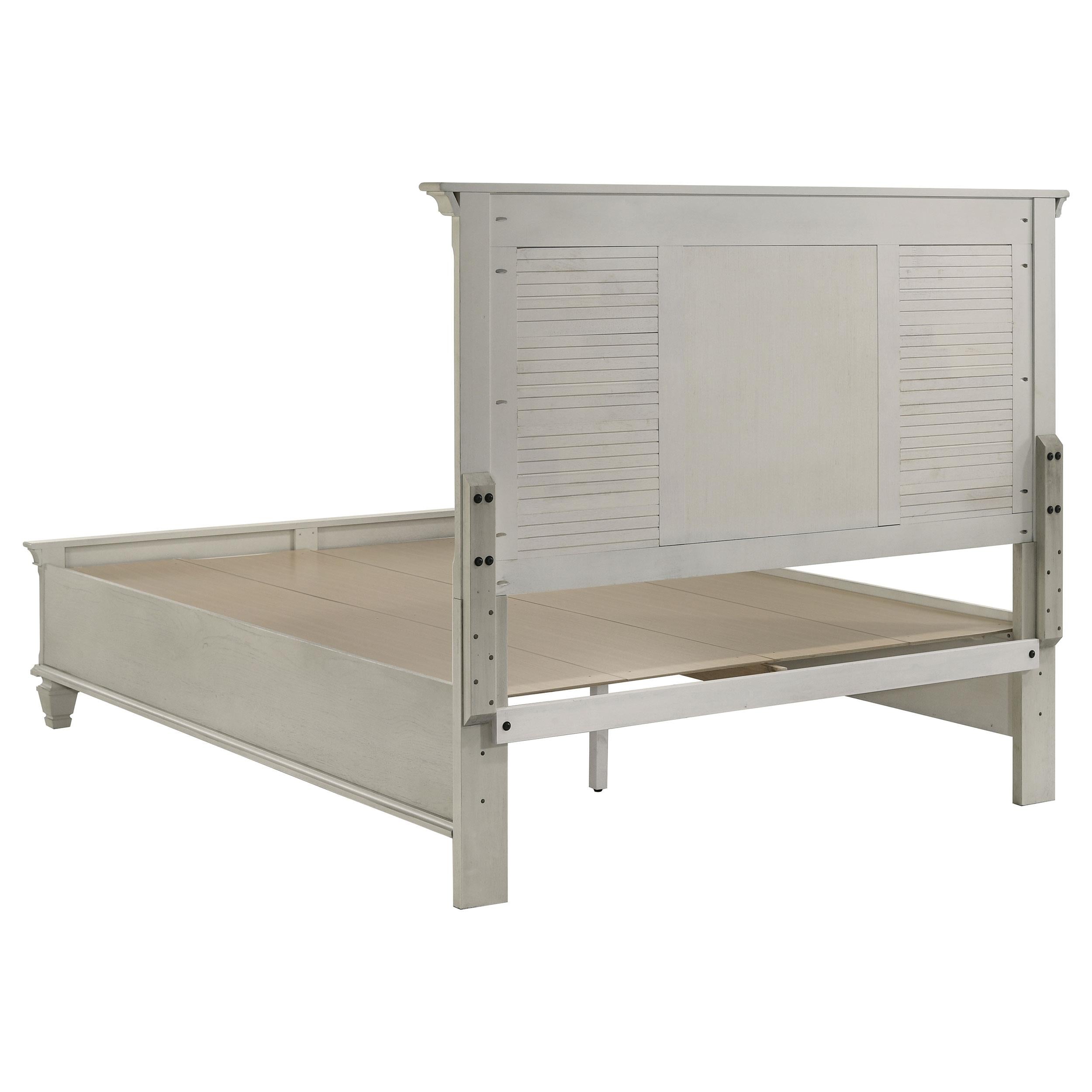 Franco Wood Queen Storage Panel Bed Distressed White