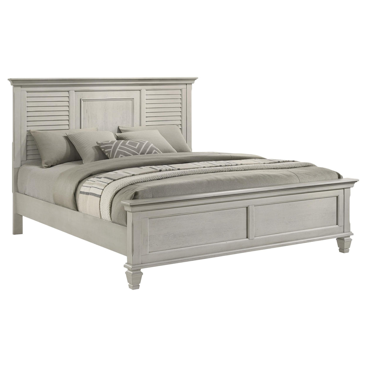 Cama Franco Wood Eastern King con paneles en blanco envejecido