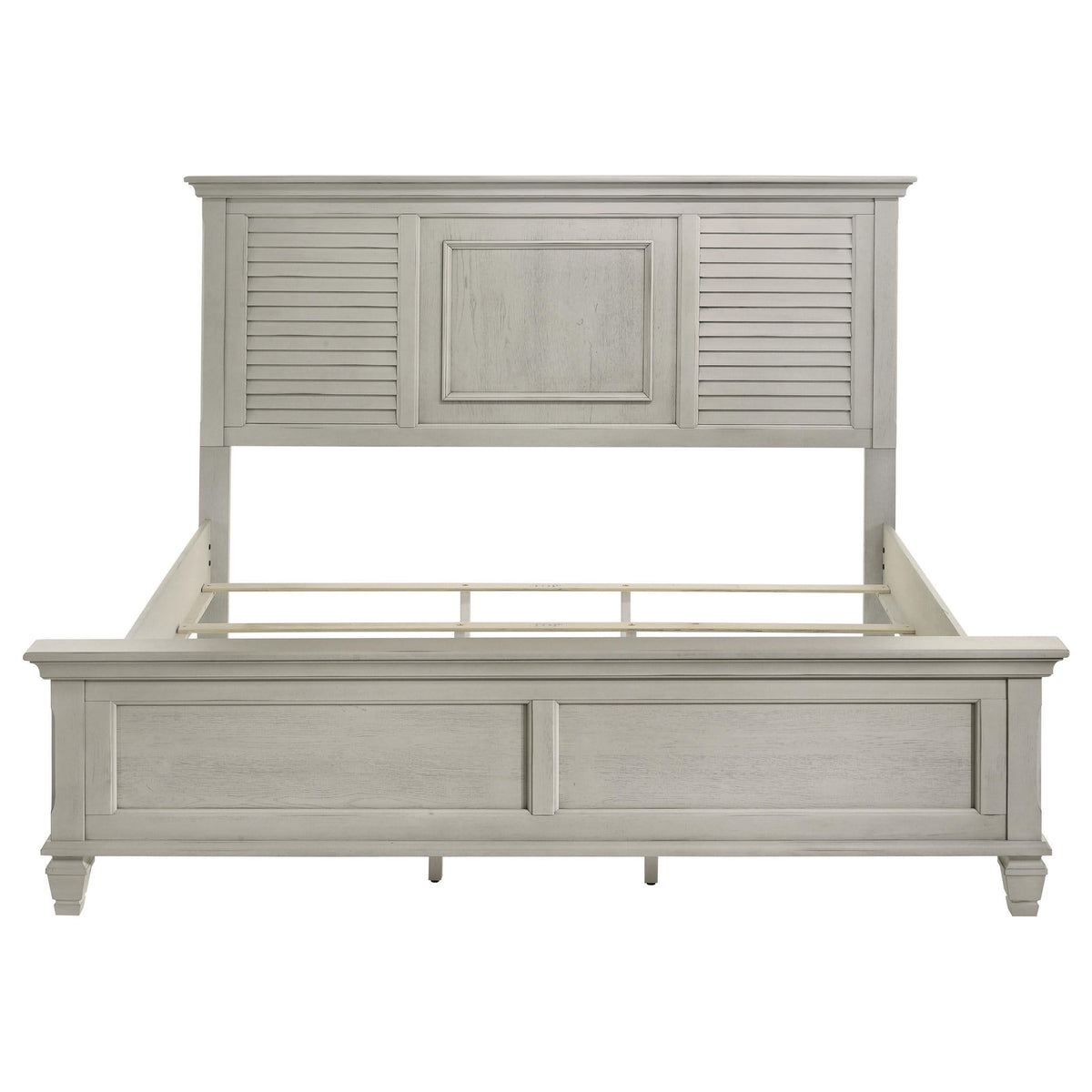 Cama Franco Wood Eastern King con paneles en blanco envejecido