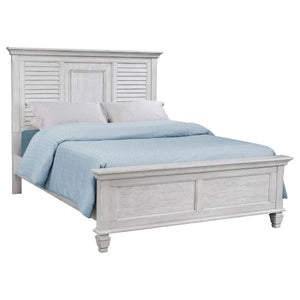 Juego de dormitorio Franco California King de 4 piezas en blanco desgastado