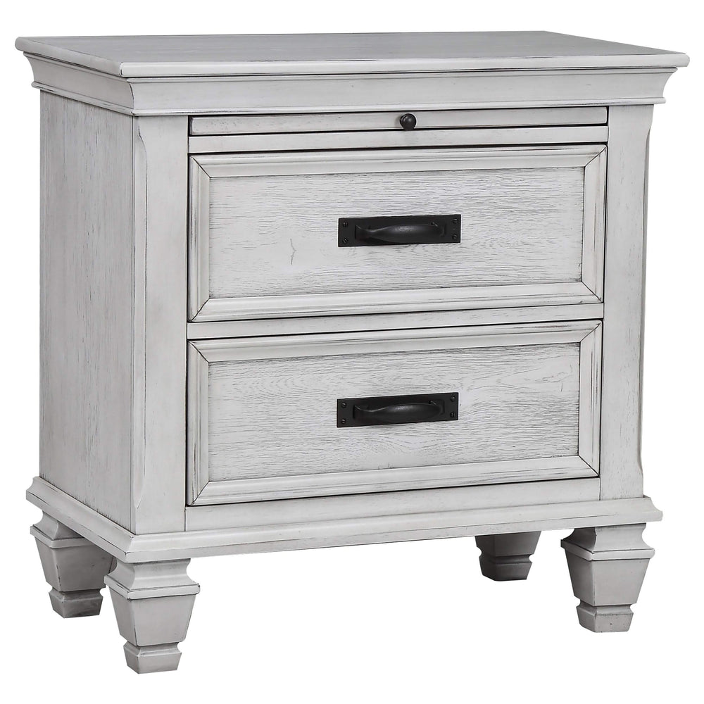 Juego de dormitorio Franco California King de 4 piezas en blanco desgastado