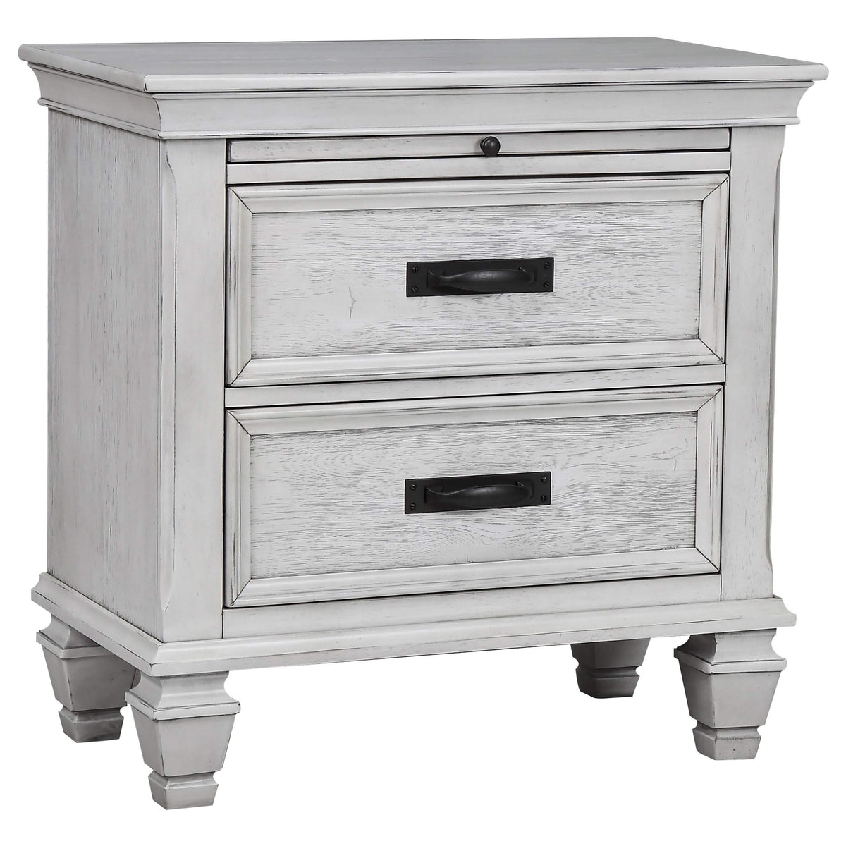 Juego de dormitorio Franco California King de 4 piezas en blanco desgastado