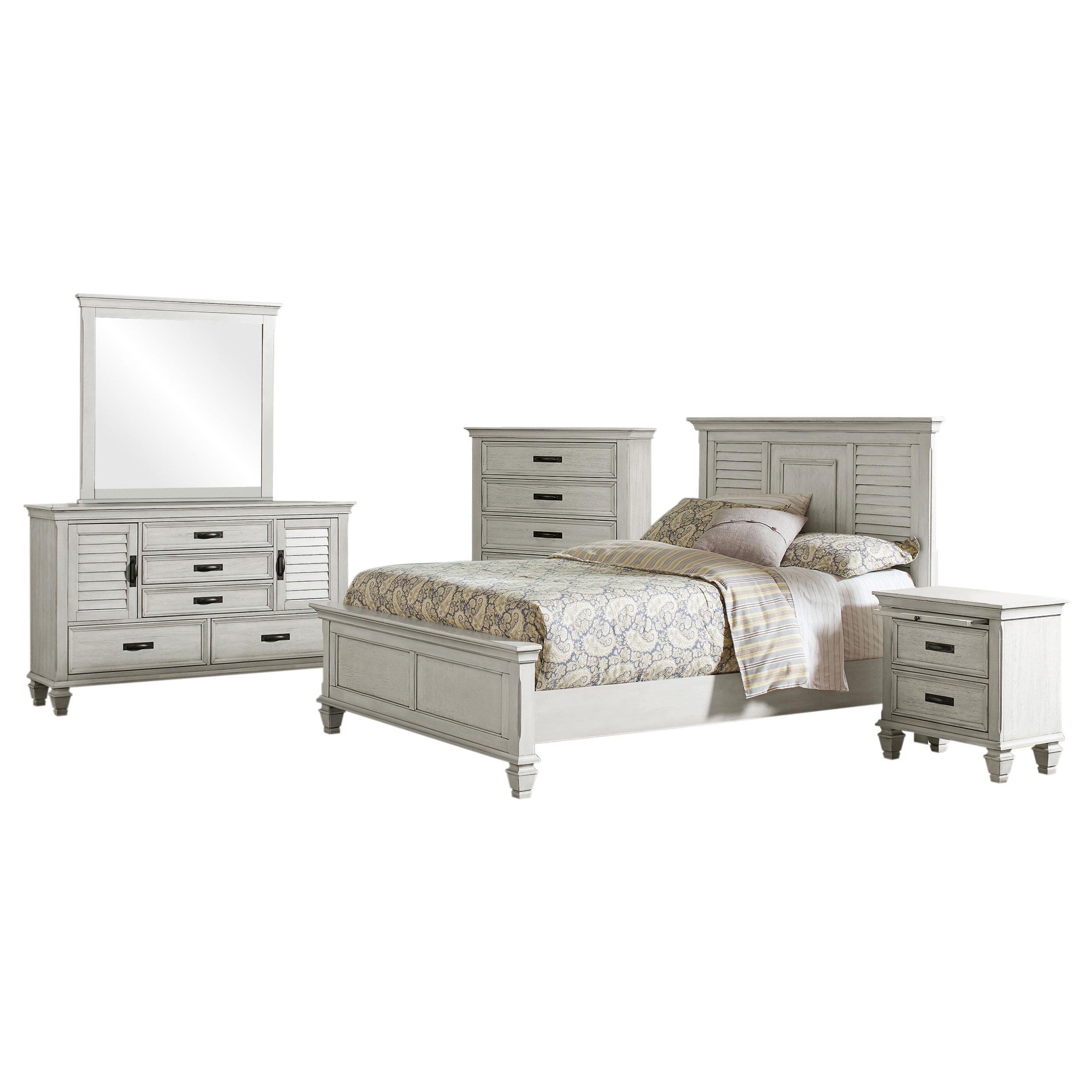 Franco 5-piece California King Bedroom Set Distressed White