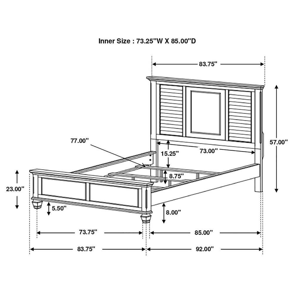 Juego de dormitorio Franco California King de 5 piezas en blanco desgastado