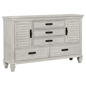 Franco 5-piece Queen Bedroom Set Distressed White