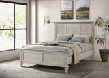 Cama Queen con paneles de madera Franco en blanco desgastado