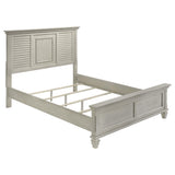 Cama Queen con paneles de madera Franco en blanco desgastado