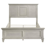 Cama Queen con paneles de madera Franco en blanco desgastado