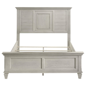 Cama Queen con paneles de madera Franco en blanco desgastado